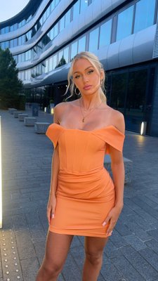 forever unique orange dress Forever Unique, Allanah Peplum Dress, in Orange, Size