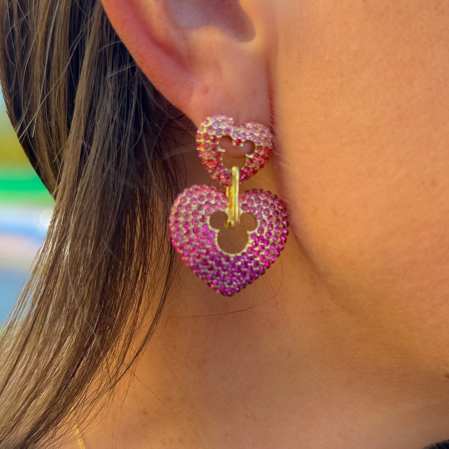 Disney Mickey Mouse Heart Statement Earrings - Pink – Disney