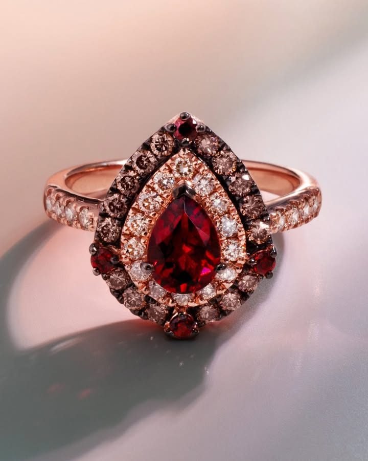 エランヴィタール　Specialオープンワークローズリング14号 14K-Strawberry-Gold-Earrings-Chocolate-diamonds-3-8-cts.-Nude