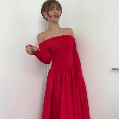 CHARA FLARED MIDI DRESS in BRIGHT RUBY | ALICE + OLIVIA CHARA FLARED MIDI DRESS in BRIGHT RUBY | ALICE + OLIVIA