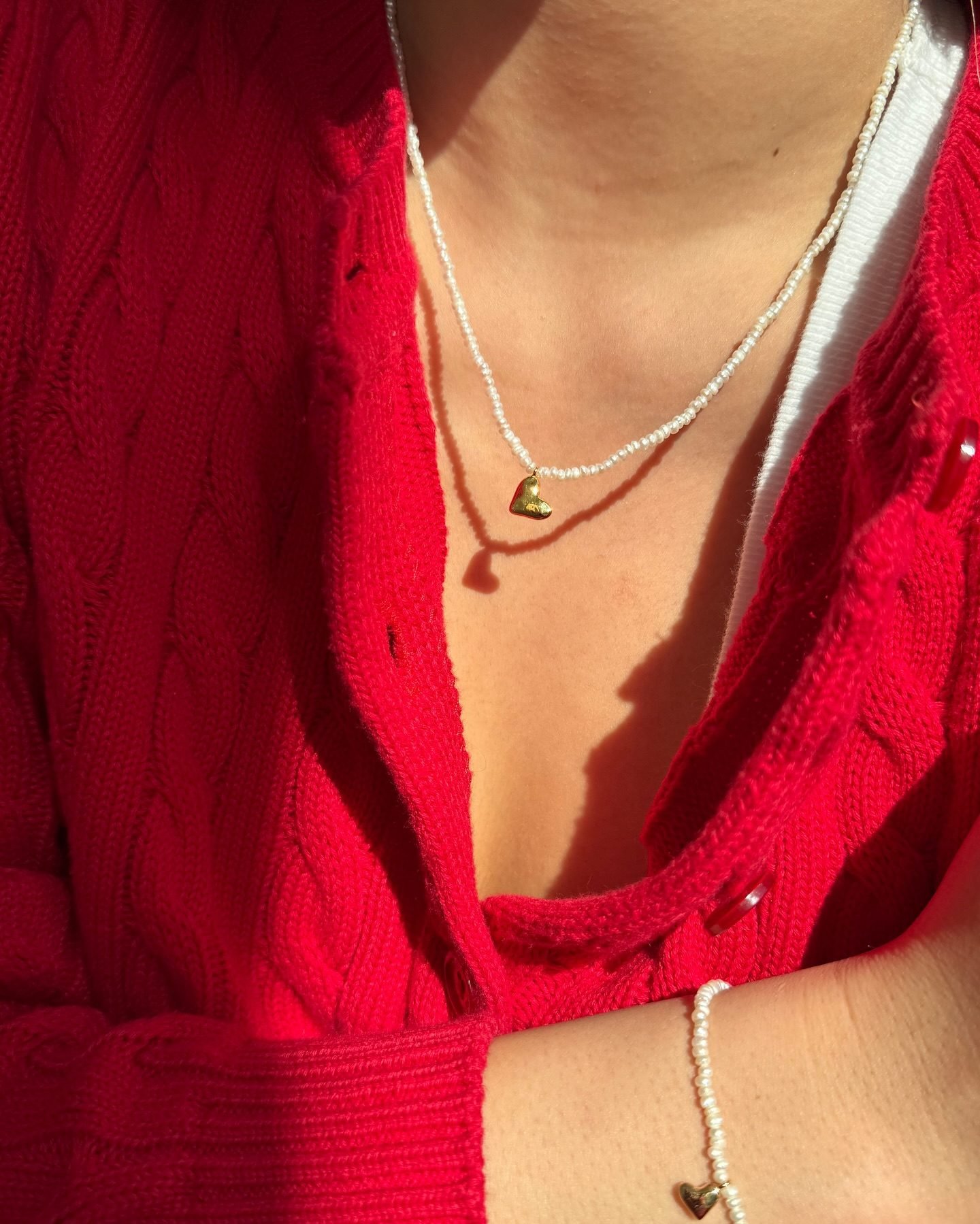 Heart Mini Pearl Necklace in 18k Gold Vermeil on Sterling