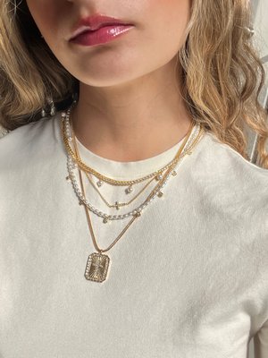 18K Gold Asymmetrical Cross Necklace - Cross
