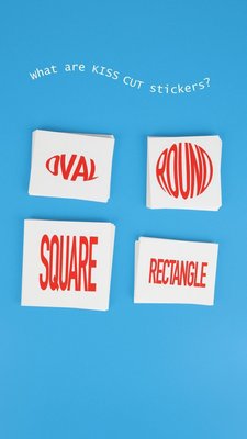 Kiss-cutting involves cutting only through the sticker’s top layer, leaving the backing intact as well as a border. This gives you a frame around your sticker.
This method is excellent for stickers intended for easy peeling and sticking! Kiss cut stickers are commonly used for promotional marketing collateral like swag for events or unboxing experiences. Another advantage to using kiss-cut stickers are how cost-effective they are 🤑 Have you tried kiss cut stickers?