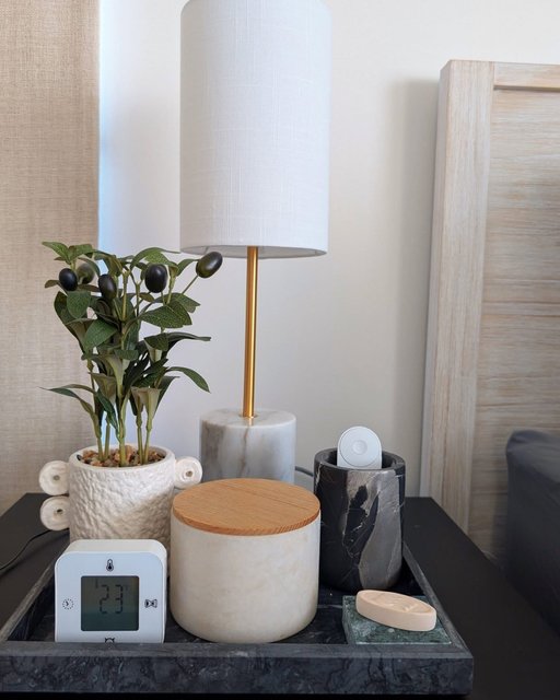 A tray is essential to hold everything together on the bedside table. This gorgeous marble tray from taobao.singapore is the perfect tray to complete the marble theme. There is something about marble that adds a touch of class when incorporated into home styling.

The varying shade and patterns of the natural marble veins from the bedside lamp from freedom_nz , remote control holder from cb2singapore and marble fragrance candle from farmersnz adds interest to this space beside the bed. 

#Taobao #TaobaoHaul #TaobaoSG #marble #marbleinteriors #marbledecor