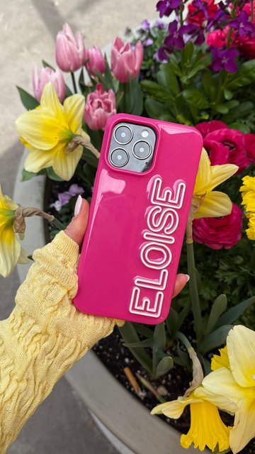 Fine Line Custom iPhone Case - Hot Pink/White