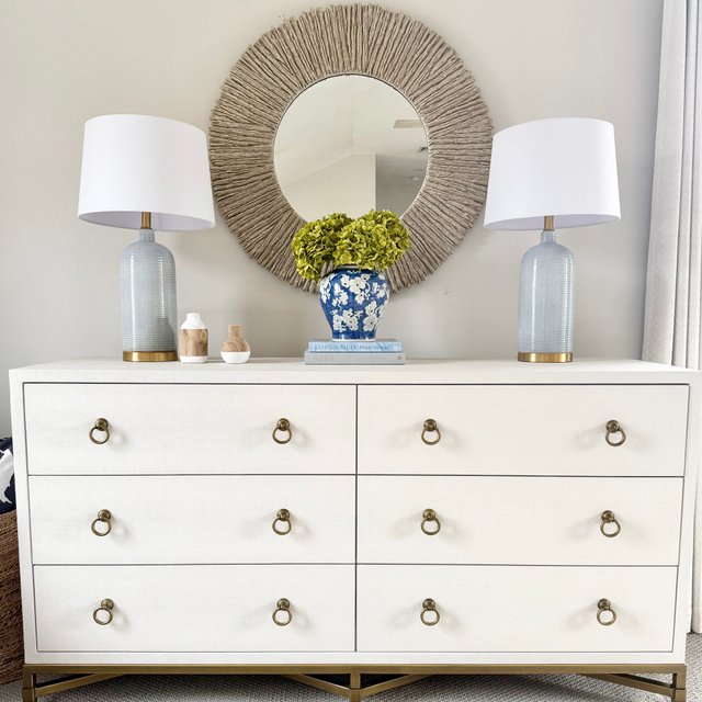 brushed gold dresser Strand Pearl Shagreen 6-Drawer Double Dresser