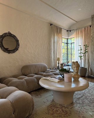 Pompeo 39" Round Ivory Cast Resin Indoor/Outdoor Coffee Table Large - image 14 of 17