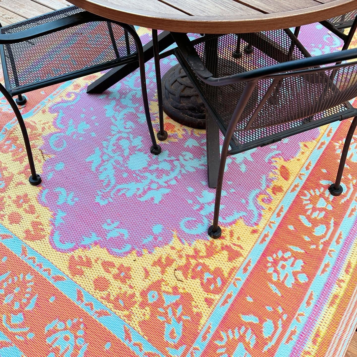 Rio Candy Traditional Reversible Indoor Outdoor Floor Mat - World