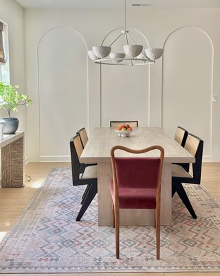 Monte Oak Wood and Rose Velvet Dining Chair - image 10 of 13