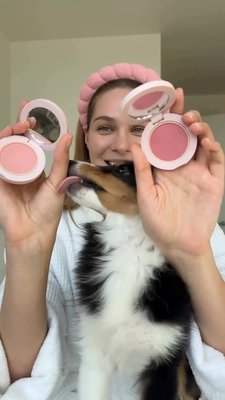 When your glam team has four paws 🐾💋🤭 @vladavovkk’s no makeup, makeup look was made possible by her @wander_beauty faves + furry sidekick 🫶