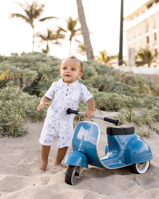 Santorini is calling 💙☀️ With breezy rompers and easy sets in our Grecian-inspired styles, your little bee will be ready for sunshine, sea, and sweet summer days ahead! #burtsbeesbaby