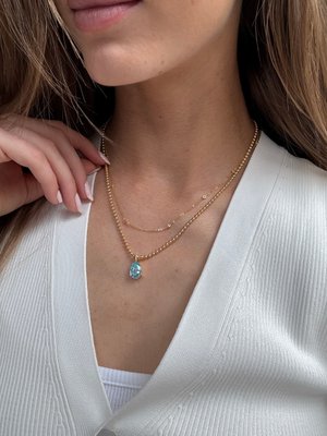Esther 18K Gold Plated Sterling Birthstone Necklace - Aquamarine