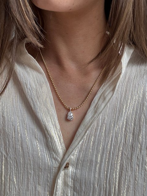 Esther 18K Gold Birthstone Necklace - Crystal