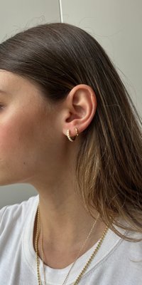 18K Gold Semi-Precious Huggie Earrings - Opal