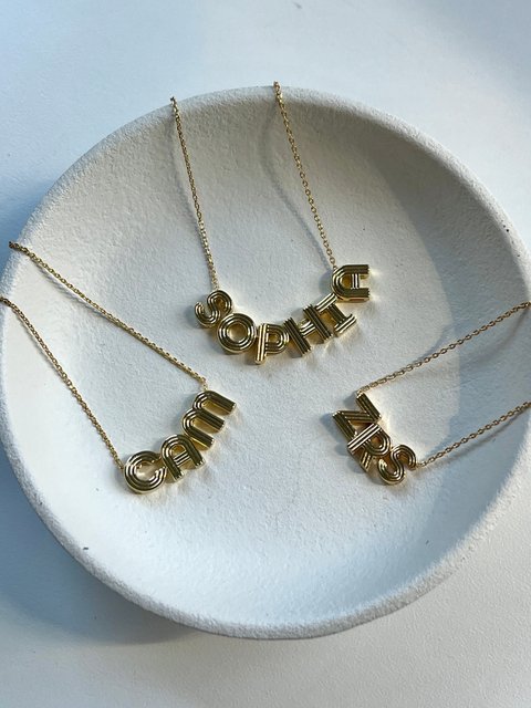 Retro Letter Custom Necklace - Gold