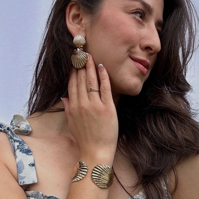 Marni Seashell Earrings - Gold/Pearl