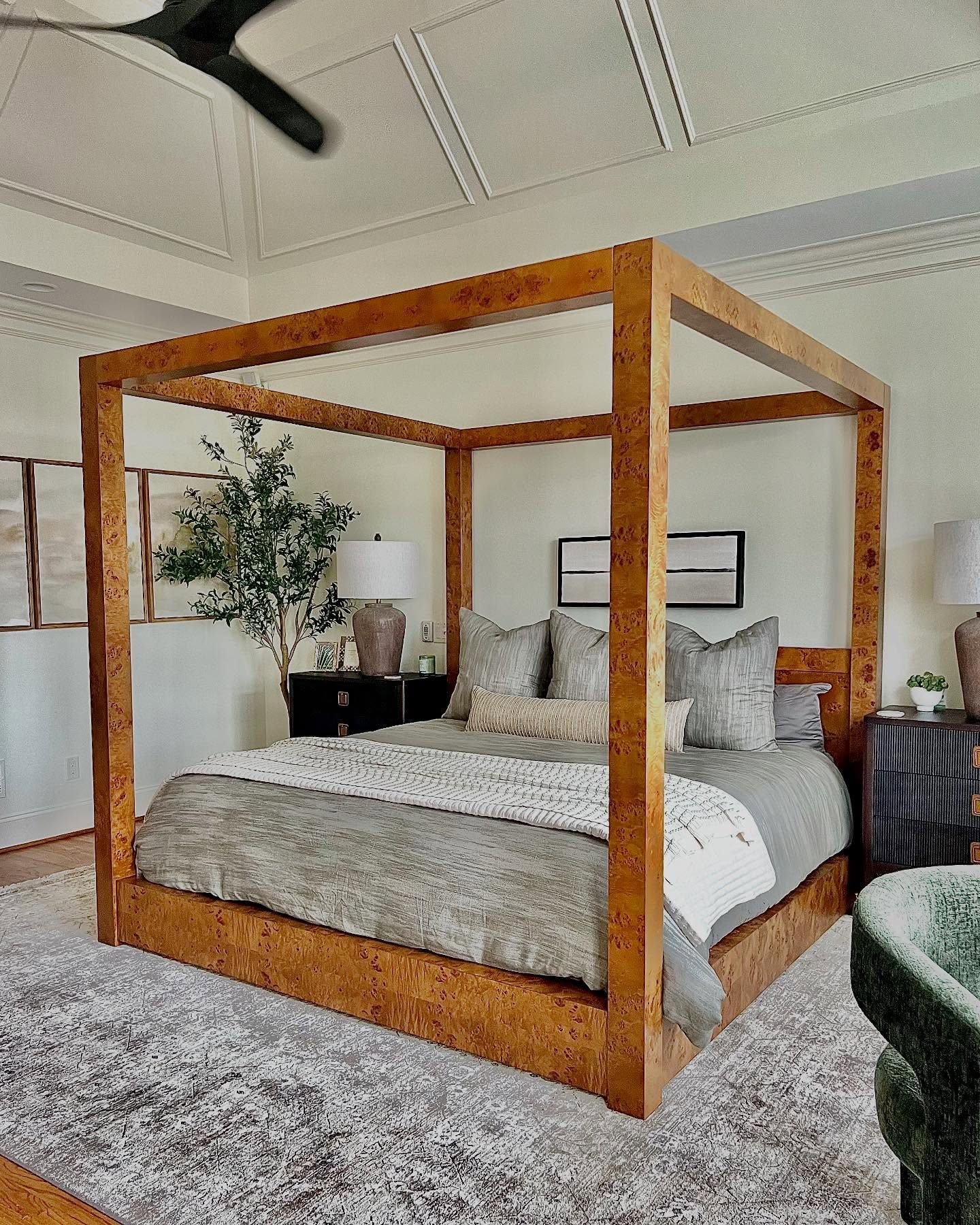 Ambrose Mappa Burl Wood Canopy Bed | Crate & Barrel