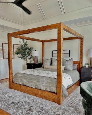 Ambrose Mappa Burl Wood King Canopy Bed - image 9 of 10