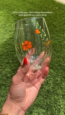 Botanica Pressed Flower Double Walled Stemless Wine Glass - World Market