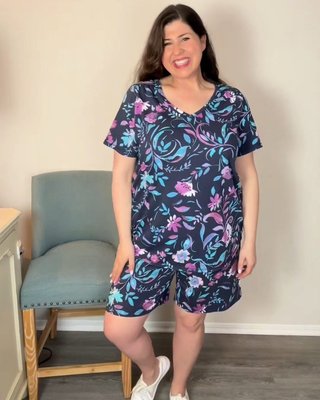 Mix, match, and slay! ✨ @jamie_finekenthal is proving that our wardrobe essentials can create endless outfit possibilities. From breezy tees to comfy capris, it's all about the fun of fashion! 💖👗#WomanWithin #StyleYourWay #WardrobeMagic