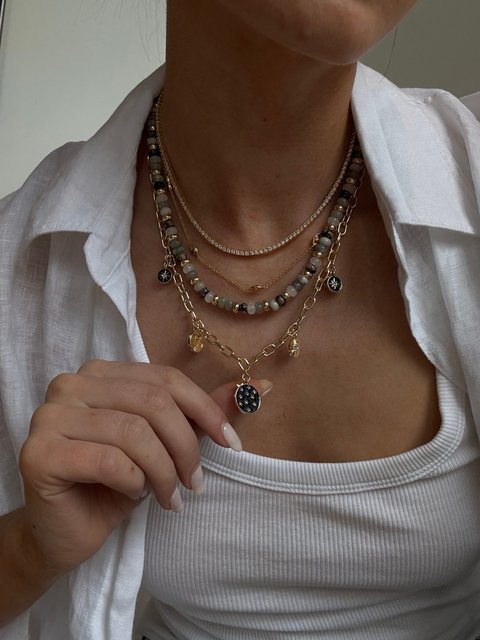 18K Gold Bennett Classic Tennis Necklace - 18K Gold Plated Sterling Silver