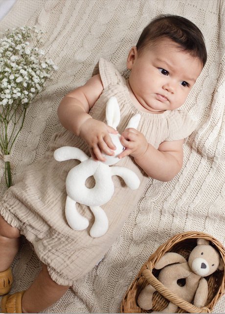Dotted Muslin Organic Baby Girl Bubble Romper