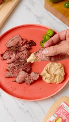 Steak, chipotle lime mayo, and jalapeños for dinner! If you haven't tried this yet, THIS is your sign.