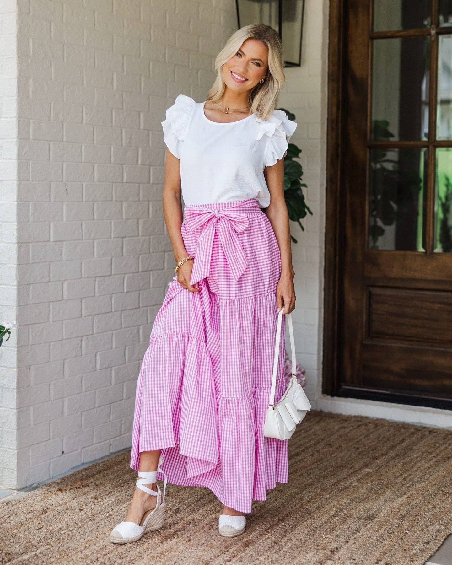 Feels Like Home Pink Gingham Maxi Skirt – Shop the Mint