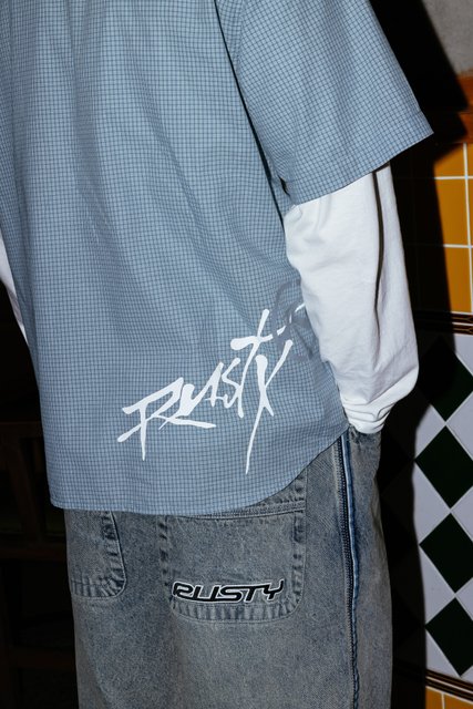 Rusty Pay N Spray Short Sleeve Check Shirt China Blue