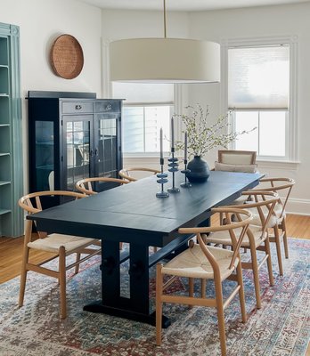 Crescent Black Wood Wishbone Dining Chair - image 12 of 16