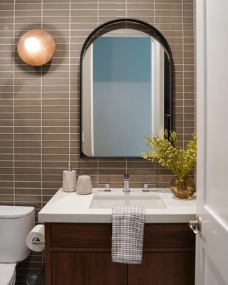 Aosta Brass Arch Cutout Floor Mirror 25.3"x75.8" - image 4 of 5