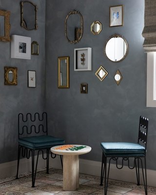 Kikko White Travertine and Brass Inlay Game Side Table - image 8 of 9