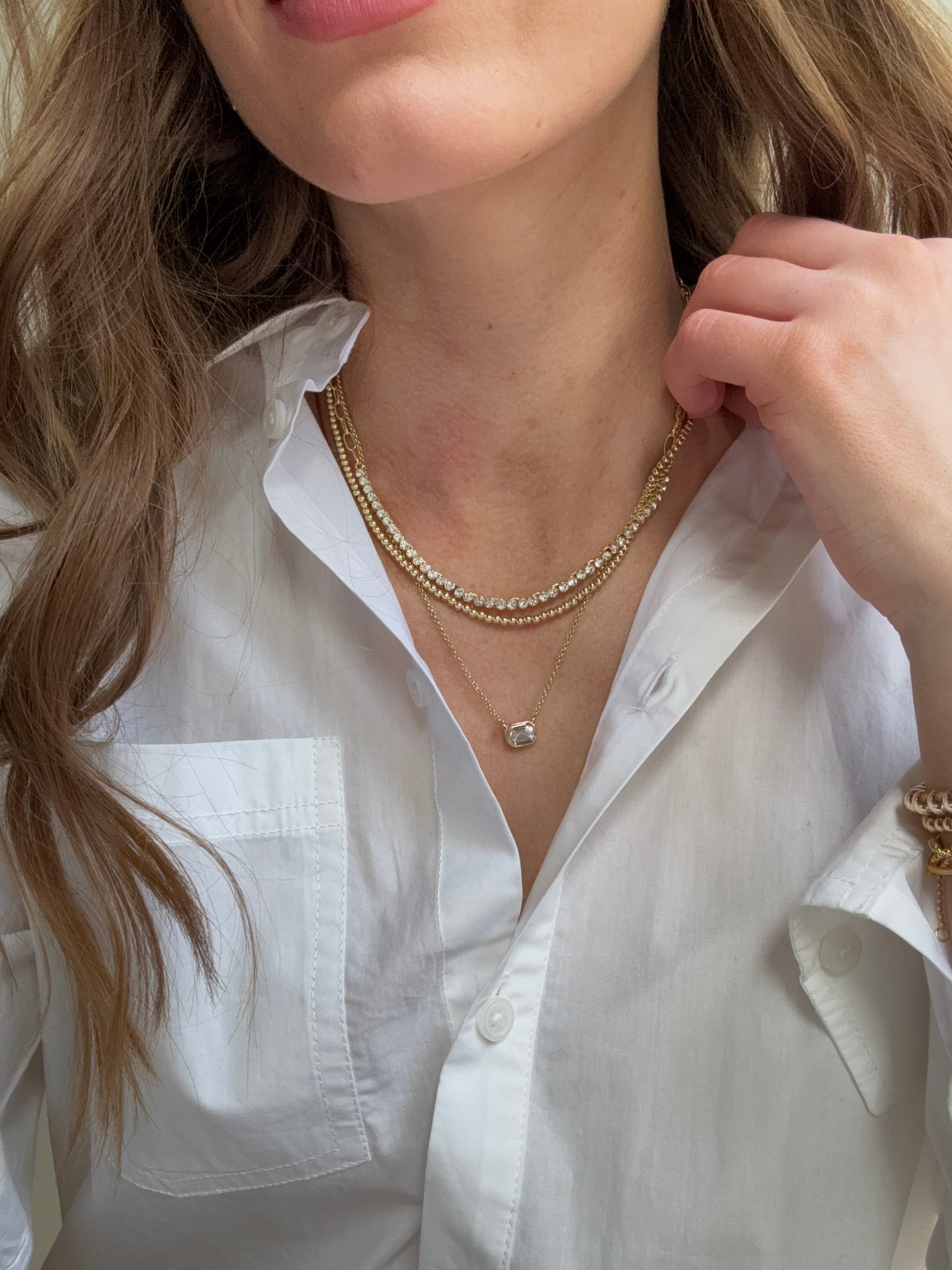 Kenna Layered Necklace - Gold/Pavé – Pre-layered tennis Kenna Layered Necklace - Gold/Pavé – Pre-layered tennis