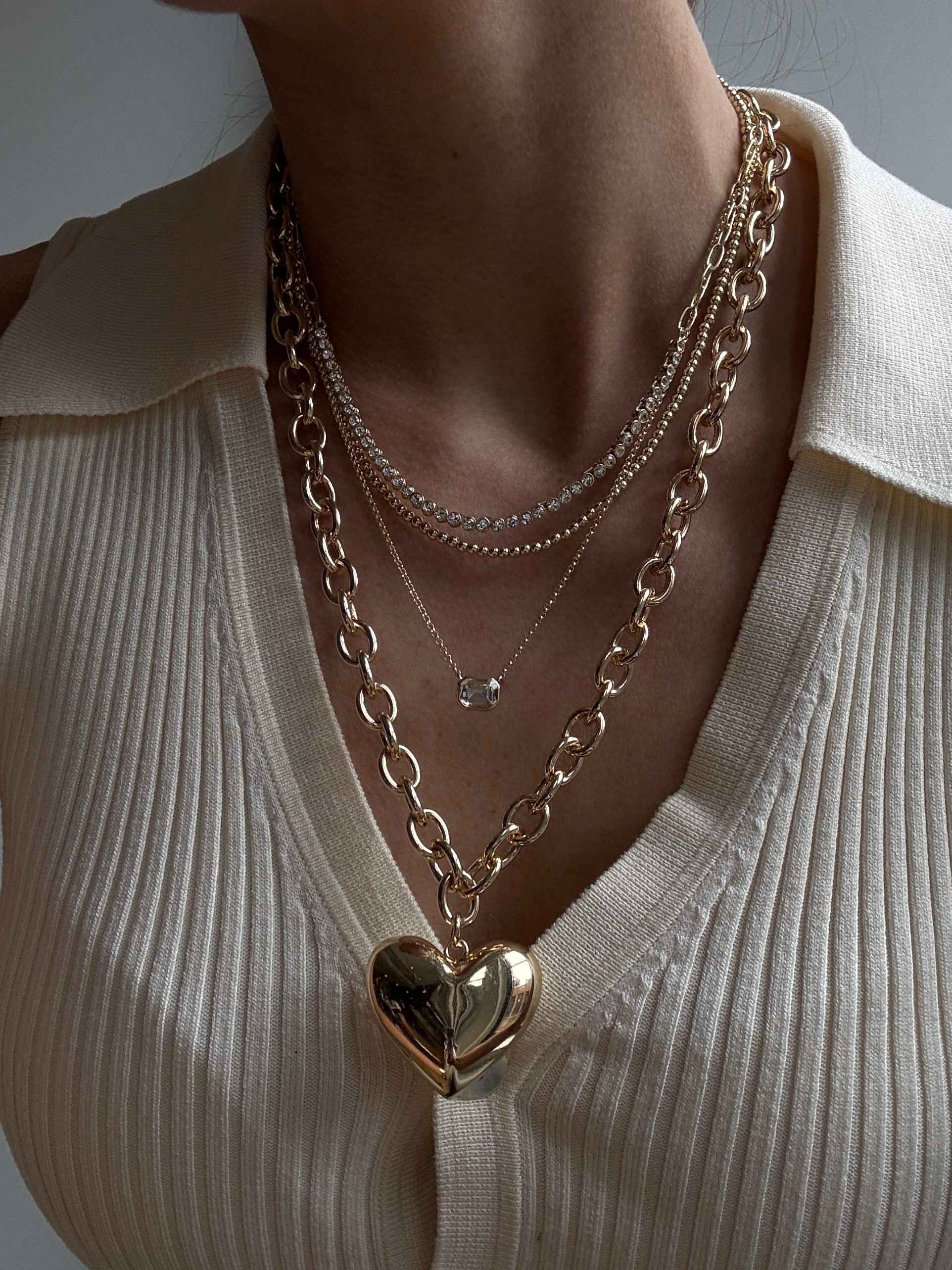 Kenna Layered Necklace - Gold/Pavé – Pre-layered tennis