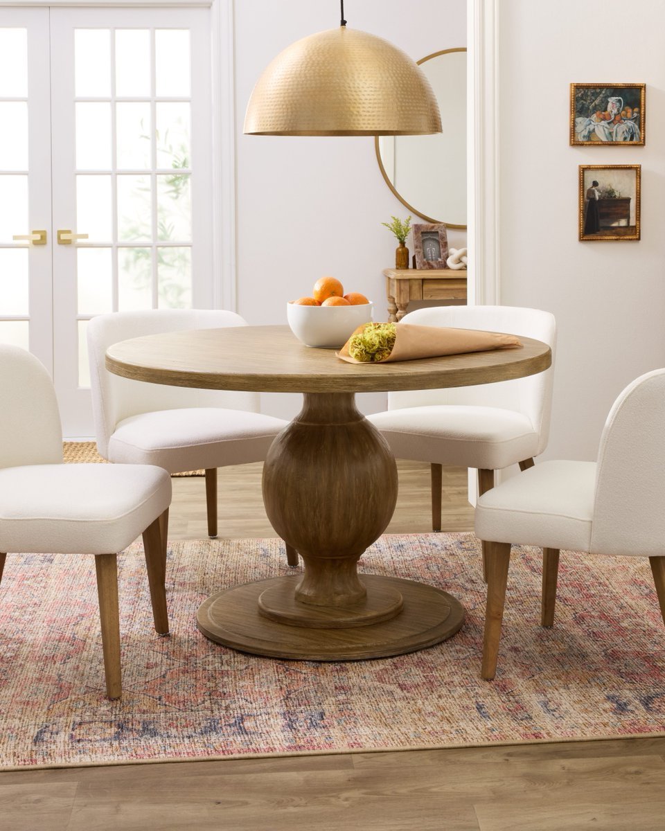 Blanca Round Whitewash Wood Dining Table - World Market