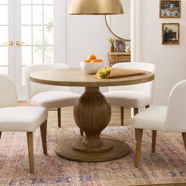 Blanca Round Whitewash Wood Dining Table World Market