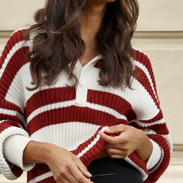Perfect Stranger Koha Stripe Rugby Knit Jumper Red Stripe