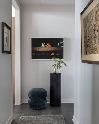 Ruched Dark Beige Velvet Pouf - image 5 of 9