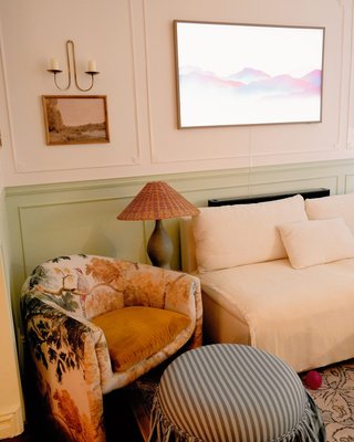 Courbe Green Ceramic Table Lamp with Rattan Shade by Athena Calderone 24.2" - image 16 of 19