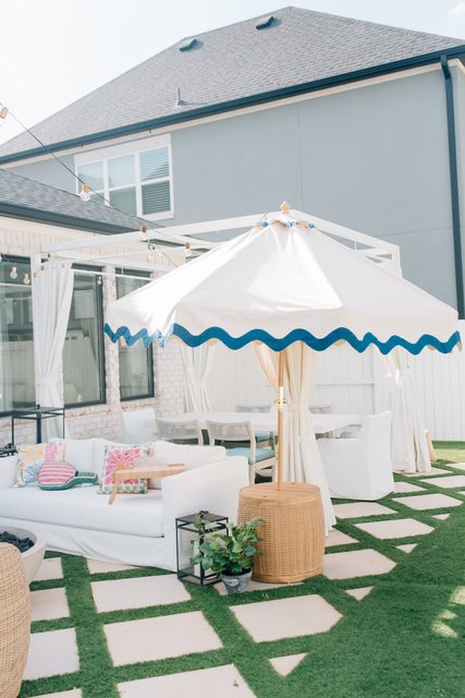 better homes & gardens patio umbrellas (2 pack) Better Homes & Gardens 7.5" Black Solid Print Round Fringe Patio  Umbrella