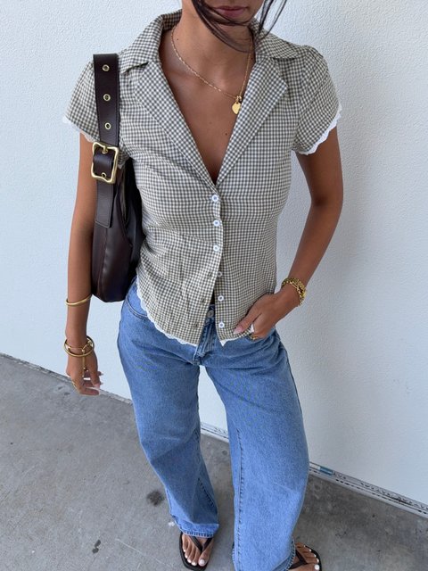 Luck & Trouble Frankie Cap Sleeve Blouse Olive