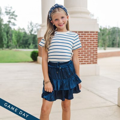 Classic stripes, bold spirit! This white & navy tee is perfect for cheering loud and showing team pride all game day long! 🤍💙

$38 >> Girls: Lucky You White & Navy Striped Tee

#girlsoutfitideas #girlsbacktoschool #girlsstyleinspo #girlstyleinspo #momsofgirls #southernmomstyle #ShoptheMintGirls #backtoschoolstyle #gameday #gamedayoutfit