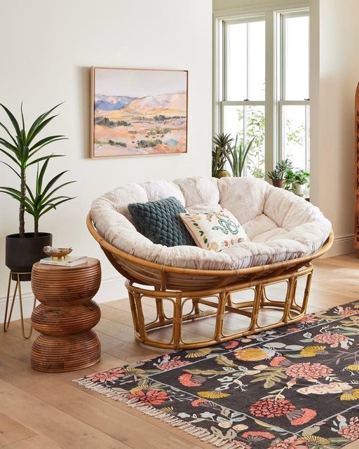 Furniture Wooden Bowl Chair Rattan Chair Double Papasan Chair Base