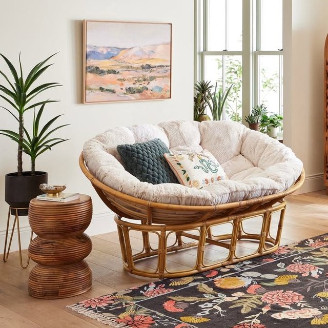 Furniture Wooden Bowl Chair Rattan Chair Double Papasan Chair Base