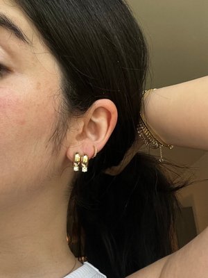 Kourtney Huggie Earrings - Gold/Pavé