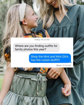 Texting your friends like… ‘Where are you finding outfits for family photos this year?’ 💬✨ We’ve got you! @shopthemint + @shopthemintgirls have all the cutest styles for the season 🍂📸

#FallFamilyPhotos #FamilyPhotoReady #FallPhotoOutfits #FamilyPhotoLooks #momsofgirls #shopthemintgirls