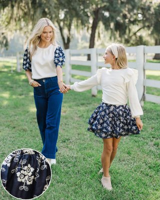 Classic navy with a playful twist 💙 The Sweet Dreams Eyelet Skort is part of our Fall Family Photo Edit—perfect for pairing and coordinating her look in every family photo. 📸

$38 >> Girls: Sweet Dreams Navy Eyelet Skort

#girlsoutfitideas #girlsstyleinspo #girlstyleinspo #momsofgirls #southernmomstyle #ShoptheMintGirls #girlsdresses #momanddaughter #familyphotos