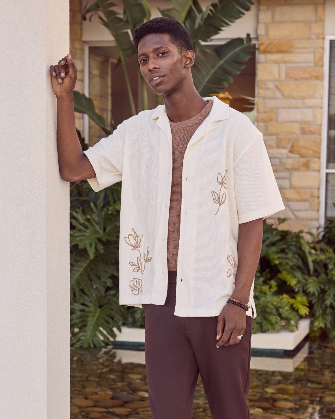 White Jasper Embroidered Shirt | Men's Tops | yd AU