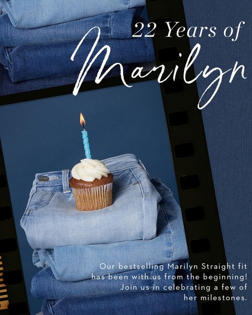 Marilyn is feelin' 22! 👖💙🎂 Celebrate our #1 icon at the link in bio and tell us in the comments your favorite Marilyn style ⬇️⬇️