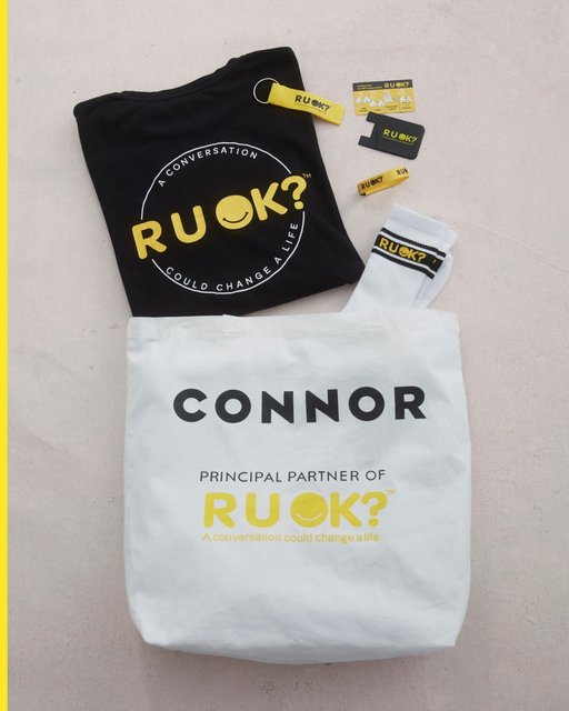 R U OK? Day is this Thursday. Wear the tee, share the message, support the cause. 100% of proceeds go directly to @ruokday programs that help spark meaningful conversations. 💛